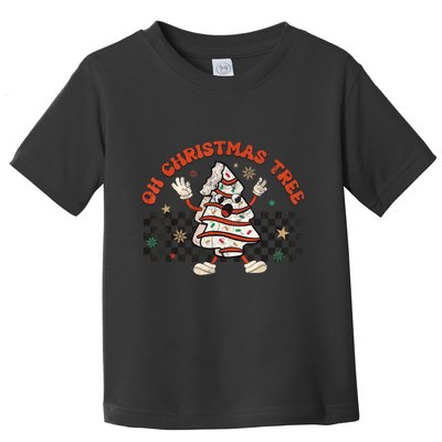 Retro Groovy Oh Christmas Tree Cake Pajamas Cake Lover Toddler T-Shirt