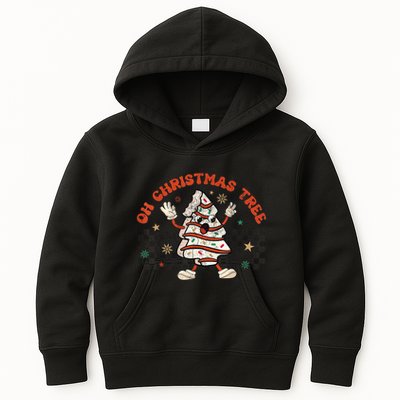Retro Groovy Oh Christmas Tree Cake Pajamas Cake Lover Kids Hoodie