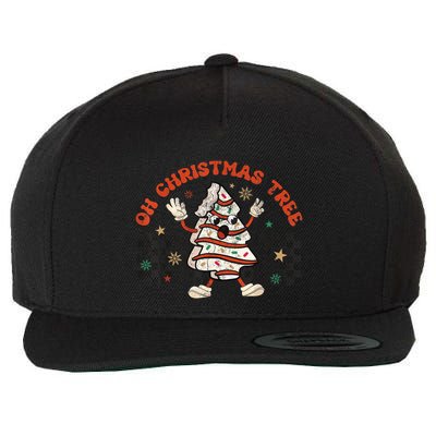 Retro Groovy Oh Christmas Tree Cake Pajamas Cake Lover Wool Snapback Cap