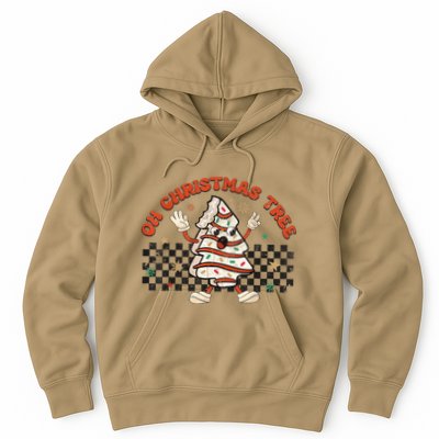 Retro Groovy Oh Christmas Tree Cake Pajamas Cake Lover Hoodie