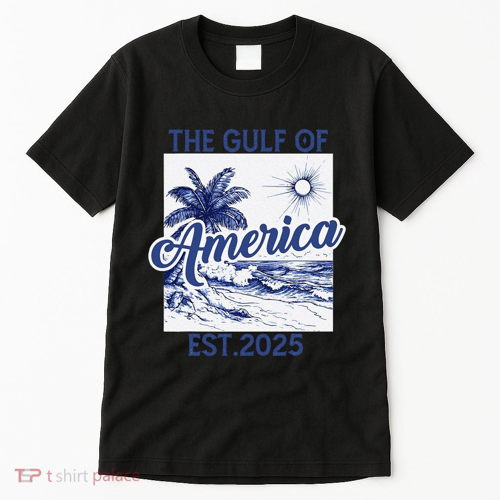 Retro Gulf Of Usa America Est 2025 American Flag Gulf Mexico Tall T-Shirt