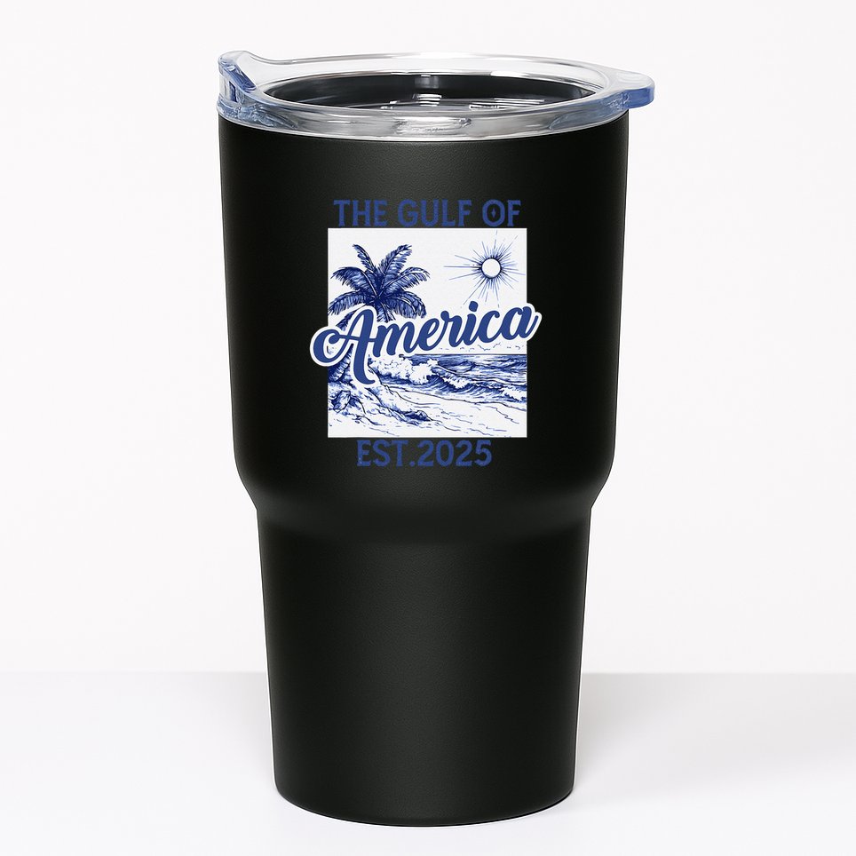 Retro Gulf Of Usa America Est 2025 American Flag Gulf Mexico Tumbler