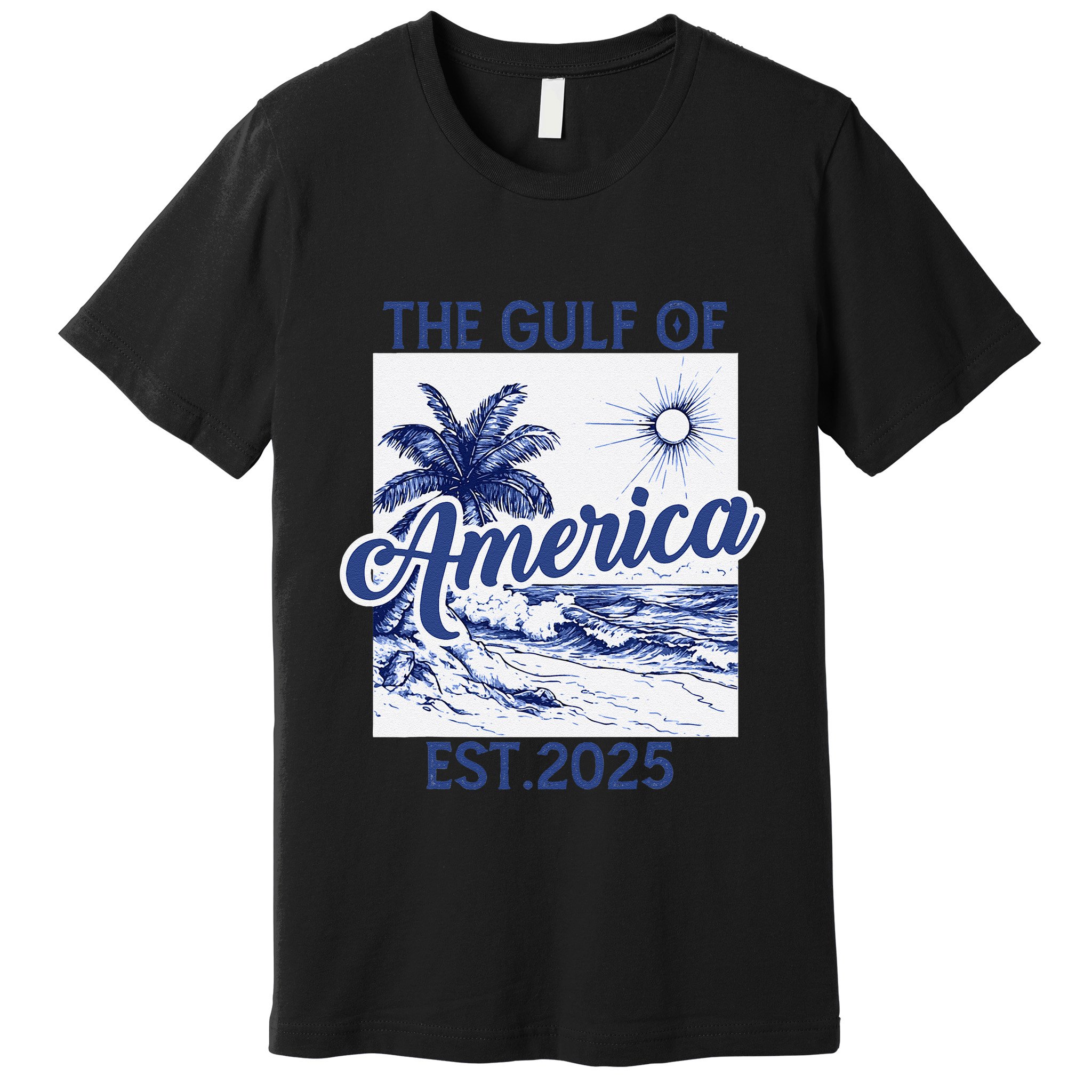 Retro Gulf Of Usa America Est 2025 American Flag Gulf Mexico Premium T-Shirt