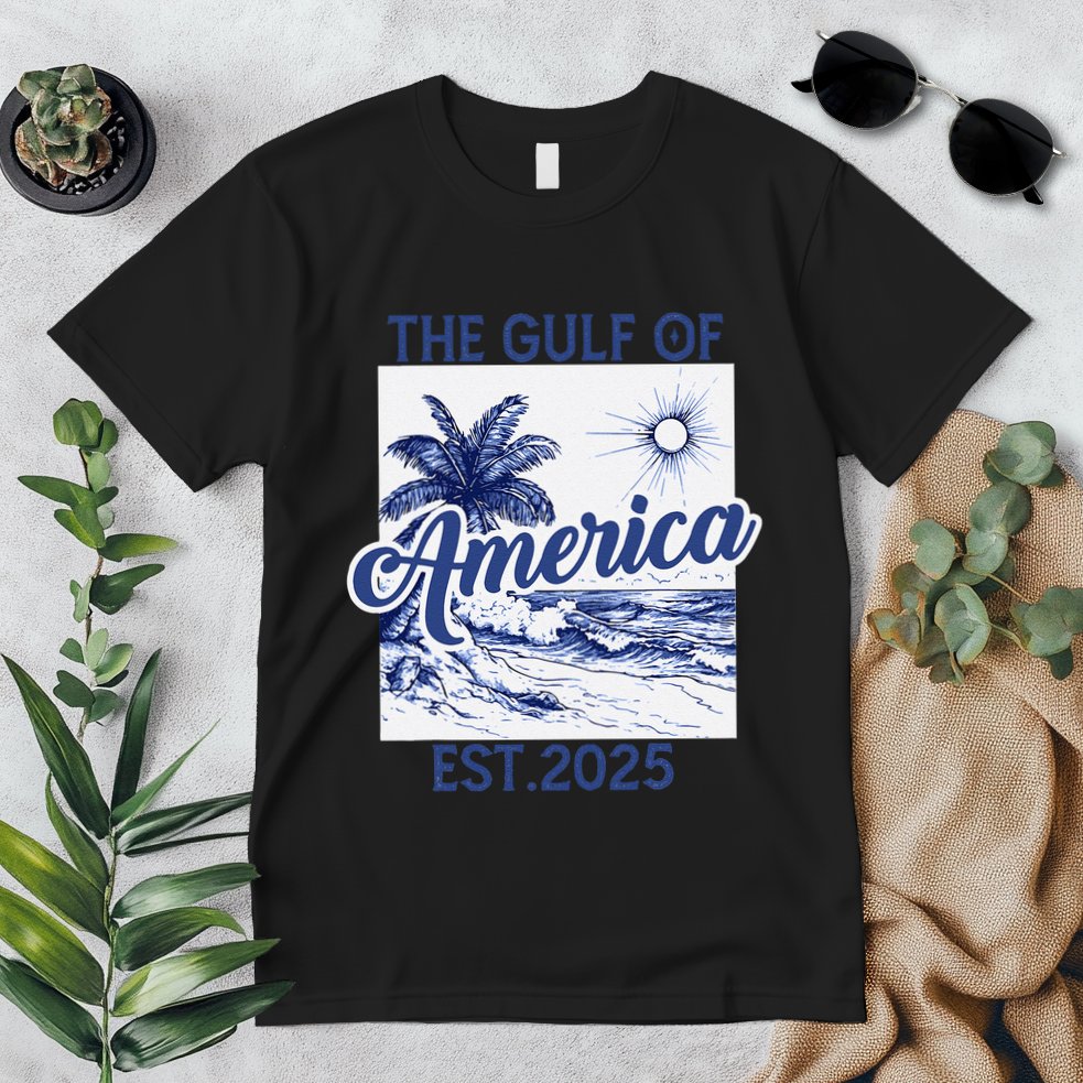Retro Gulf Of Usa America Est 2025 American Flag Gulf Mexico Premium T-Shirt