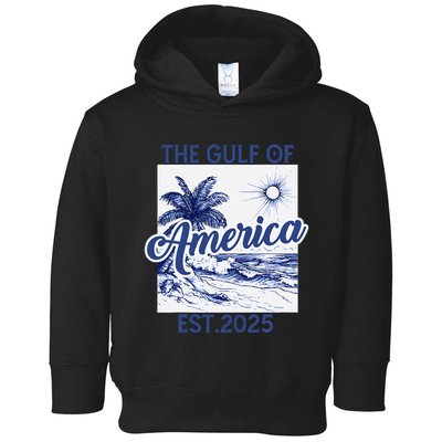 Retro Gulf Of Usa America Est 2025 American Flag Gulf Mexico Toddler Hoodie