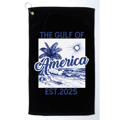 Retro Gulf Of Usa America Est 2025 American Flag Gulf Mexico Golf Towel