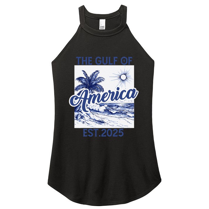 Retro Gulf Of Usa America Est 2025 American Flag Gulf Mexico Women's Perfect Tri Rocker Tank