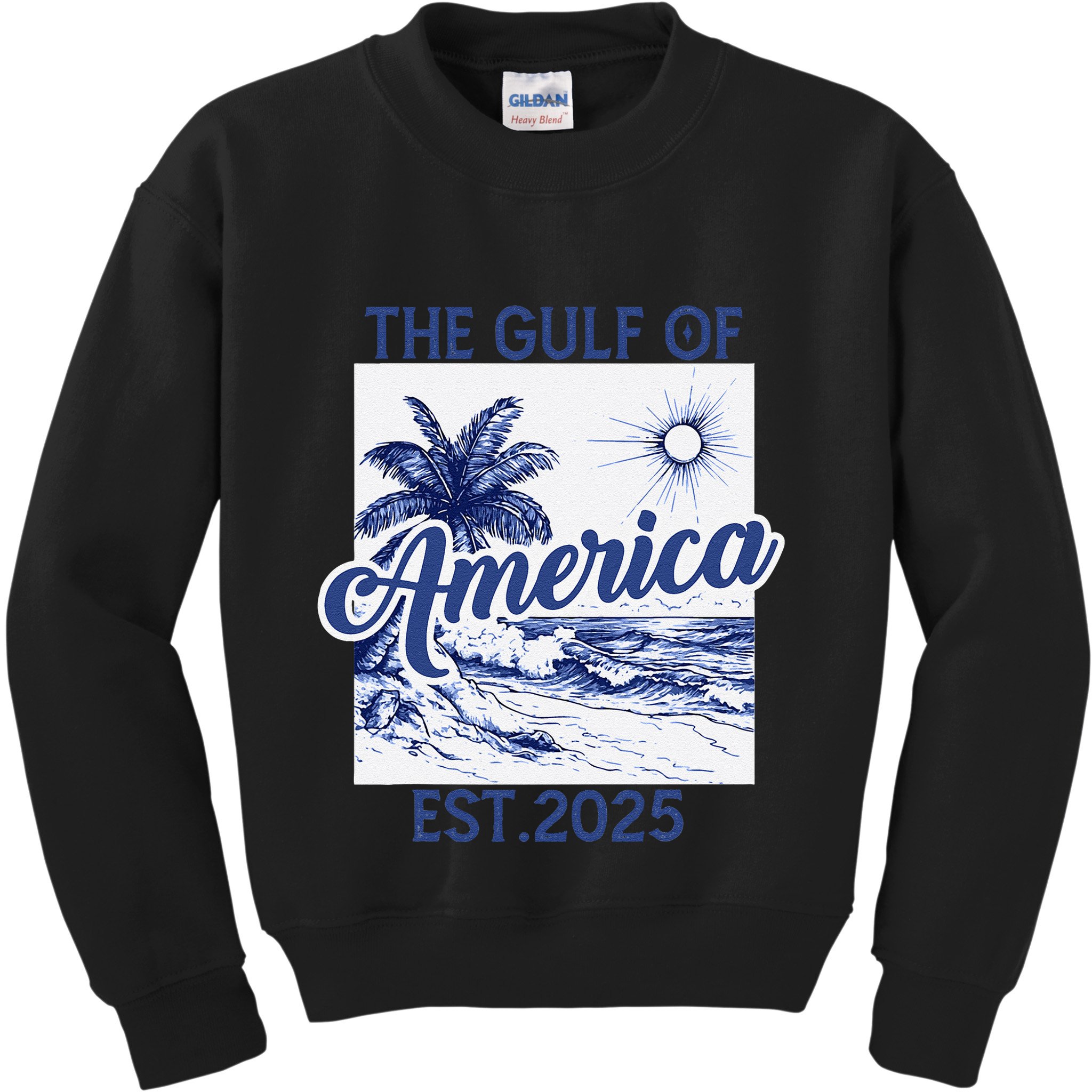 Retro Gulf Of Usa America Est 2025 American Flag Gulf Mexico Kids Sweatshirt