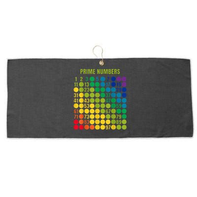 Rainbow Grid Of Prime Numbers School Teacher Large Microfiber Waffle Golf Towel