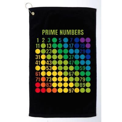 Rainbow Grid Of Prime Numbers School Teacher Platinum Collection Golf Towel