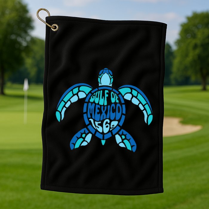 Retro Gulf Of Mexico 1569 Summer Vibes Vintage Art .Png Golf Towel