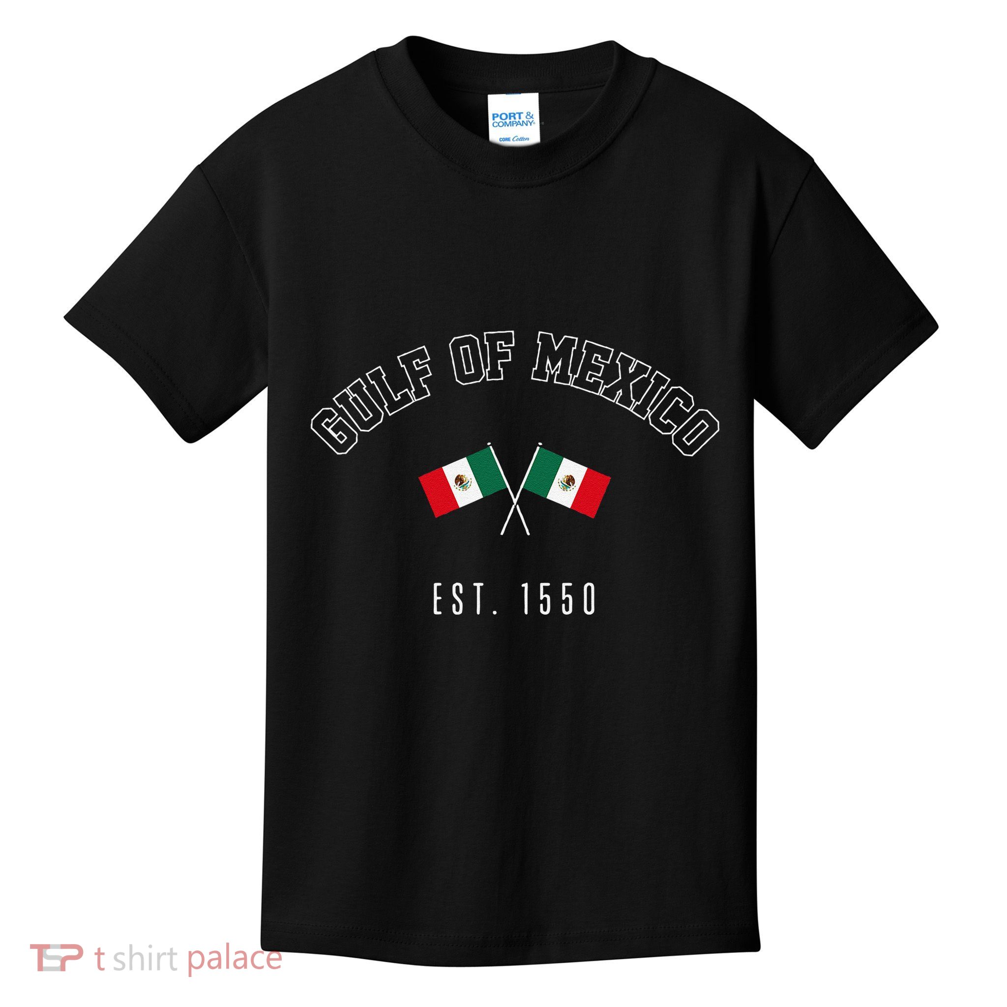 Retro Gulf Of Mexico Est. 1550 Mexican Flag Gulf Forever Kids T-Shirt