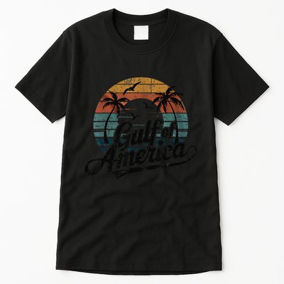 Retro Gulf Of Usa America 2025 American Flag Gulf Mexico Tall T-Shirt