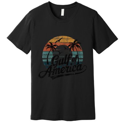 Retro Gulf Of Usa America 2025 American Flag Gulf Mexico Premium T-Shirt