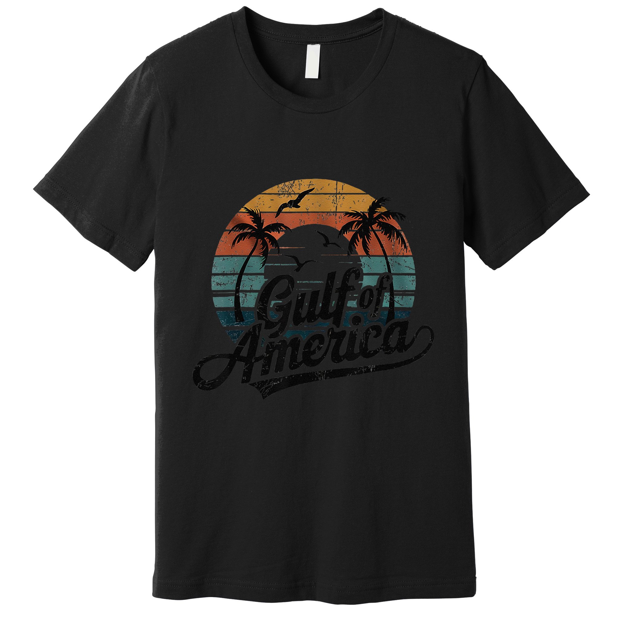 Retro Gulf Of Usa America 2025 American Flag Gulf Mexico Premium T-Shirt
