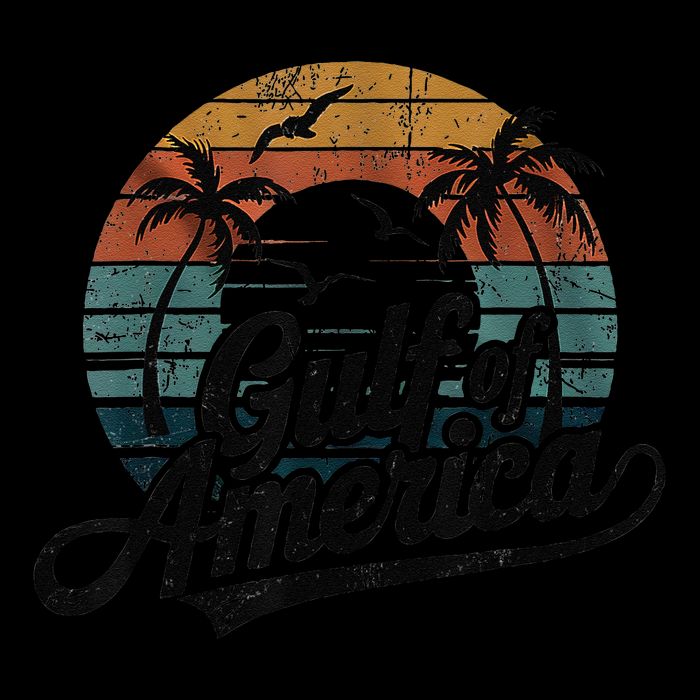 Retro Gulf Of Usa America 2025 American Flag Gulf Mexico Womens T-Shirt