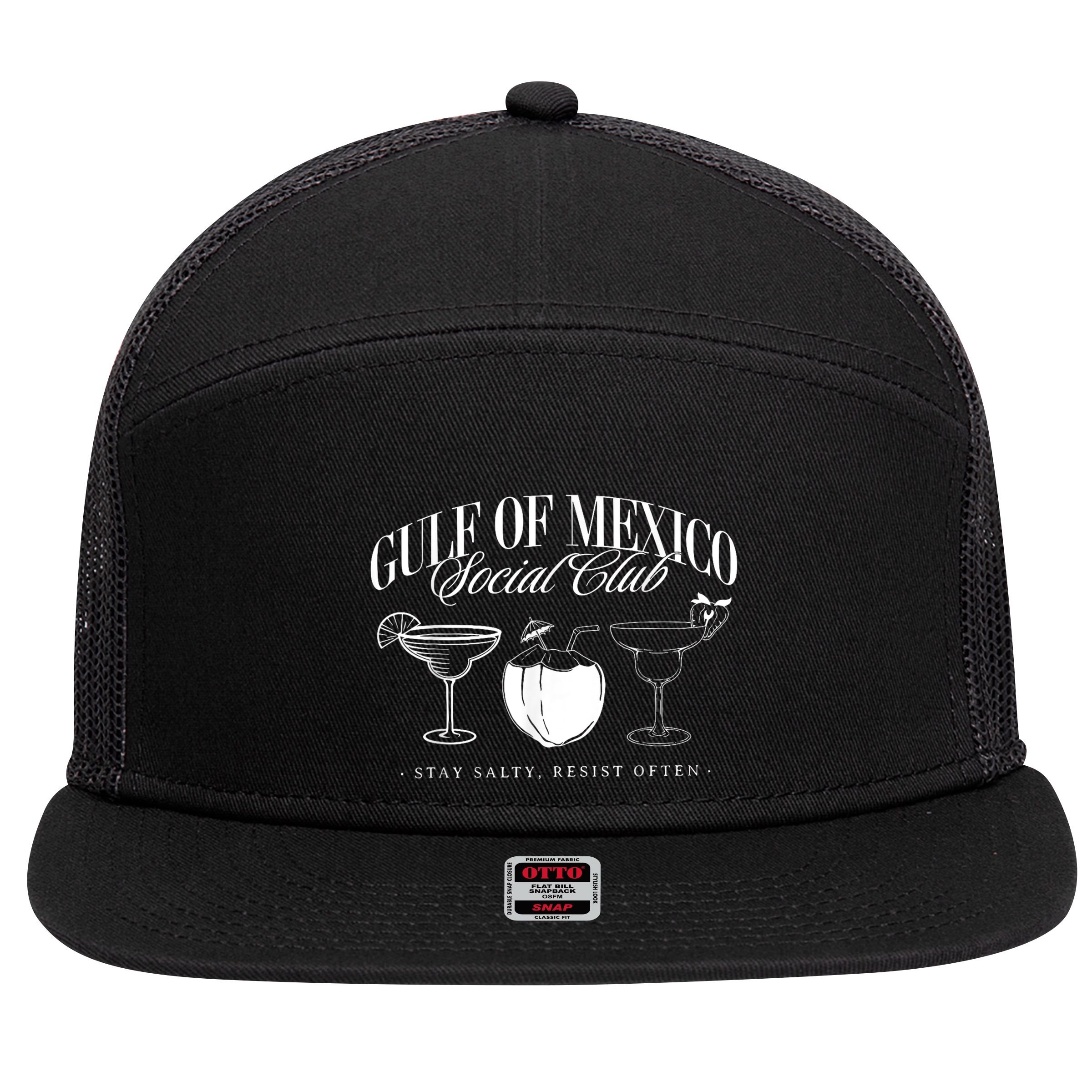 Retro Gulf Of Mexico Social Club Progressive Liberal 7 Panel Mesh Trucker Snapback Hat