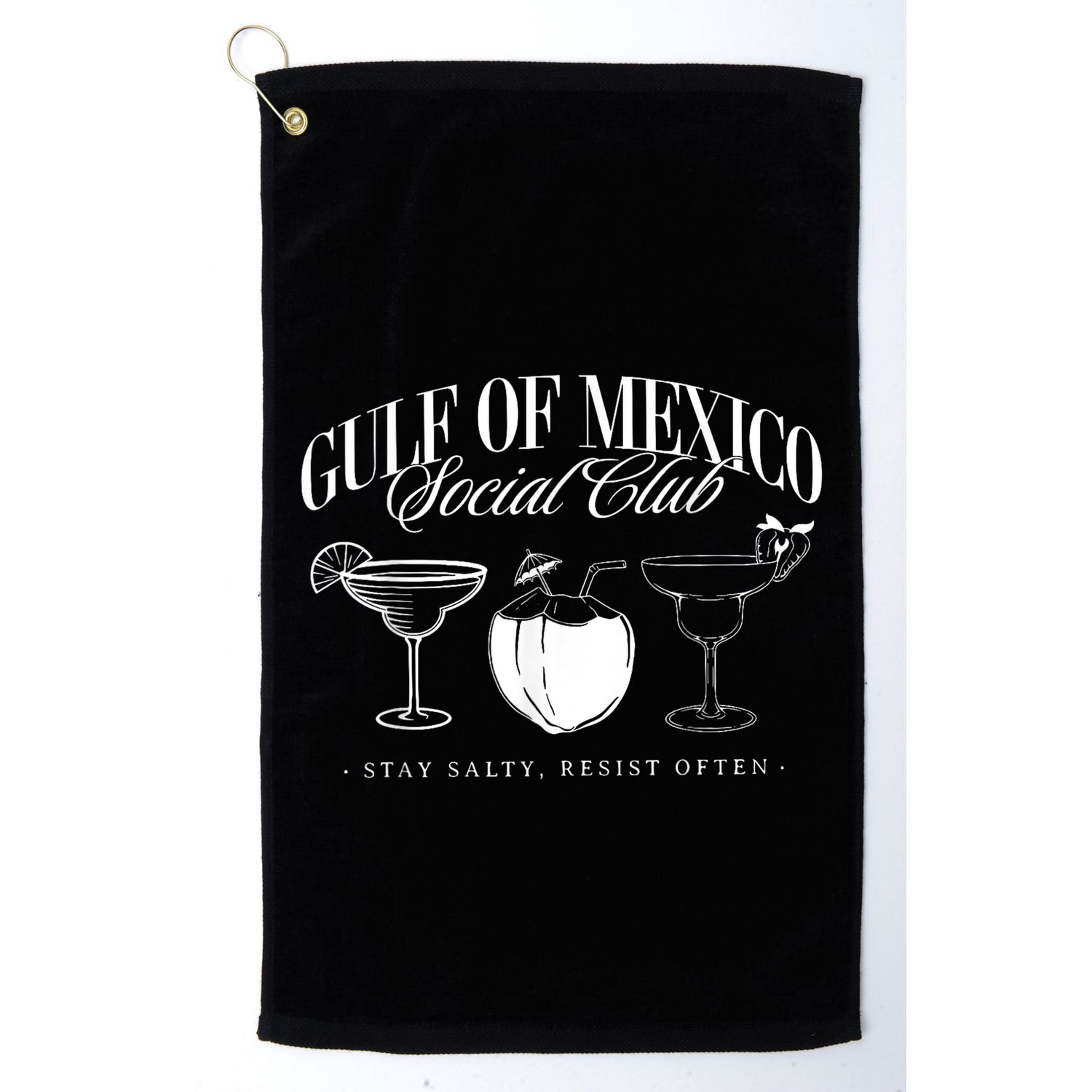 Retro Gulf Of Mexico Social Club Progressive Liberal Golf Towel