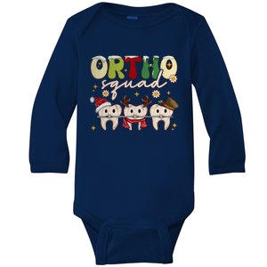 Retro Groovy Ortho Squad Christmas Orthodontist Dentist Gift Baby Long Sleeve Bodysuit