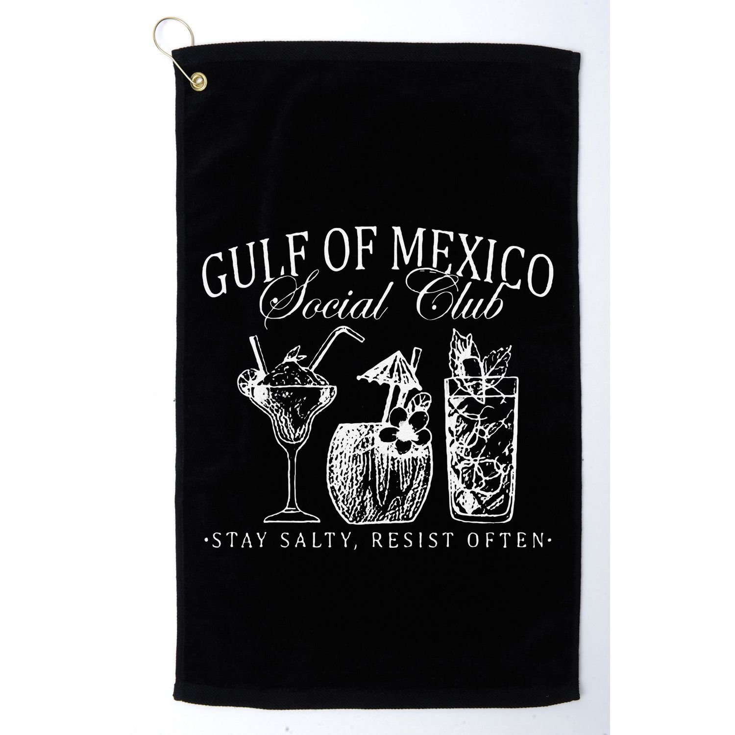Retro Gulf Of Mexico Social Club Progressive Liberal Golf Towel