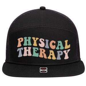 Retro Groovy Physical Therapy Funny Physical Therapist Pt 7 Panel Mesh Trucker Snapback Hat