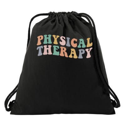 Retro Groovy Physical Therapy Funny Physical Therapist Pt Drawstring Bag