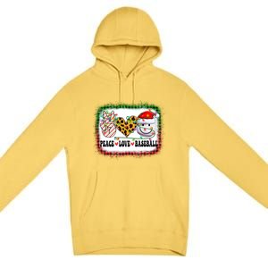 Retro Groovy Peace Love Baseball Christmas Lights Xmas Cool Gift Premium Pullover Hoodie