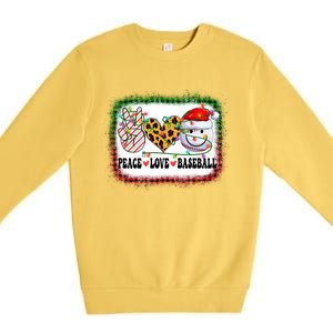 Retro Groovy Peace Love Baseball Christmas Lights Xmas Cool Gift Premium Crewneck Sweatshirt