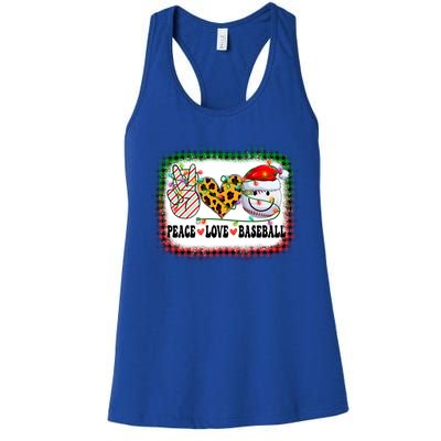 Retro Groovy Peace Love Baseball Christmas Lights Xmas Cool Gift Women's Racerback Tank