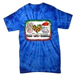 Retro Groovy Peace Love Baseball Christmas Lights Xmas Cool Gift Tie-Dye T-Shirt