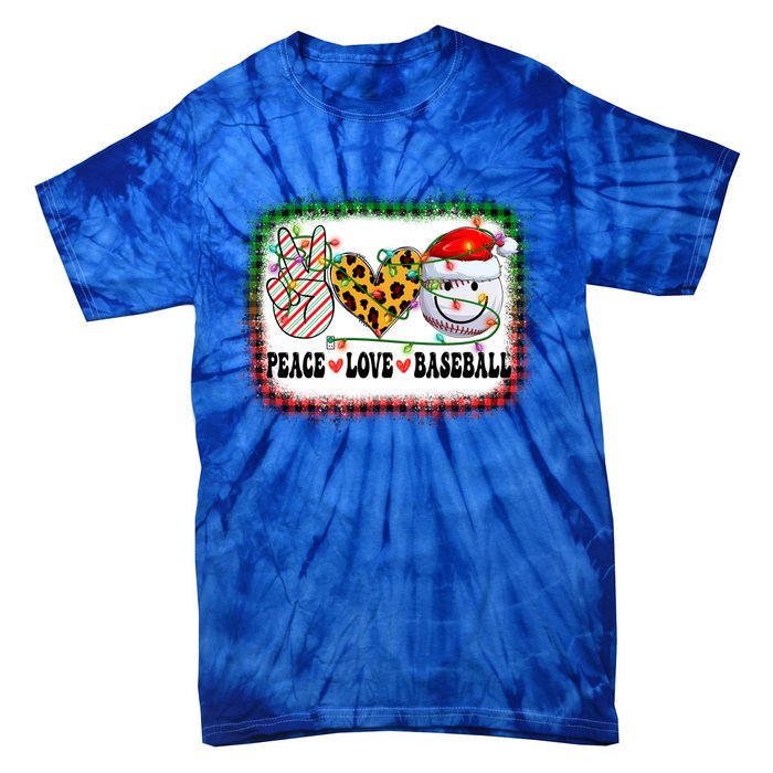 Retro Groovy Peace Love Baseball Christmas Lights Xmas Cool Gift Tie-Dye T-Shirt