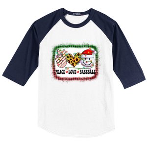 Retro Groovy Peace Love Baseball Christmas Lights Xmas Cool Gift Baseball Sleeve Shirt