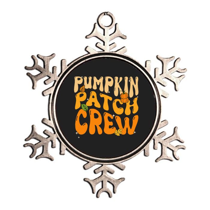 Retro Groovy Pumpkin Patch Crew Thanksgiving Fall Autumn Metallic Star Ornament