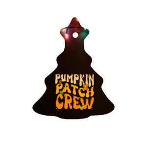 Retro Groovy Pumpkin Patch Crew Thanksgiving Fall Autumn Ceramic Tree Ornament