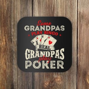 Real Grandpas Play Poker Funny Card Player Casino Gambler Coaster