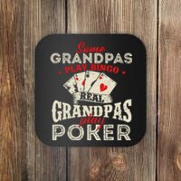 Real Grandpas Play Poker Funny Card Player Casino Gambler Coaster