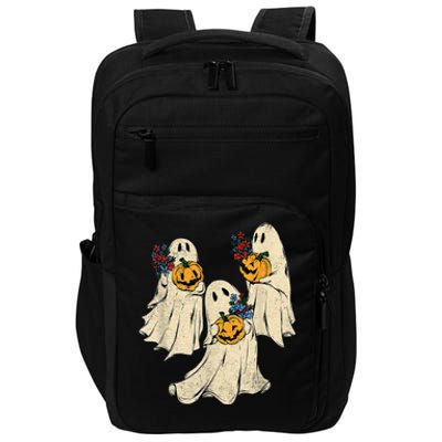 Retro Groovy Pumpkin Ghost Costume Halloween Floral Ghosts Impact Tech Backpack