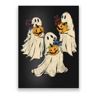 Retro Groovy Pumpkin Ghost Costume Halloween Floral Ghosts Poster