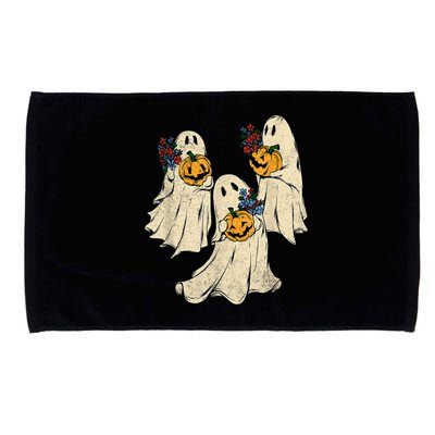 Retro Groovy Pumpkin Ghost Costume Halloween Floral Ghosts Microfiber Hand Towel