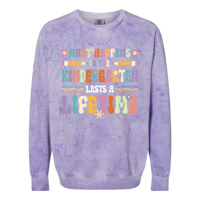 Retro Groovy Preschool Kindergarten Teacher Great Gift Colorblast Crewneck Sweatshirt