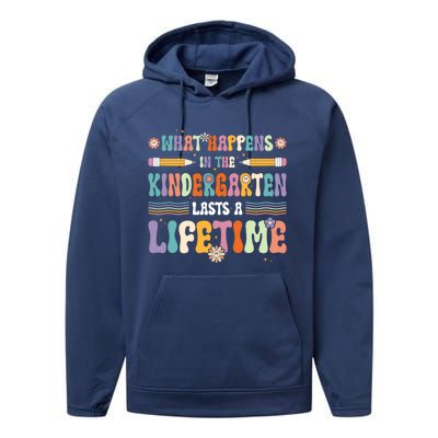 Retro Groovy Preschool Kindergarten Teacher Great Gift Performance Fleece Hoodie