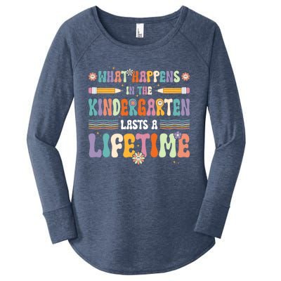 Retro Groovy Preschool Kindergarten Teacher Great Gift Women's Perfect Tri Tunic Long Sleeve Shirt