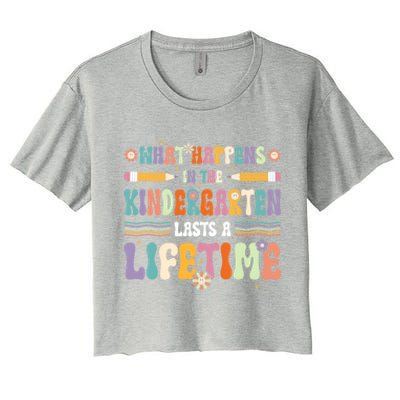 Retro Groovy Preschool Kindergarten Teacher Great Gift Women's Crop Top Tee