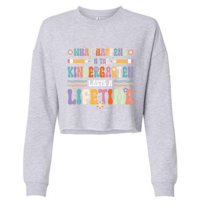 Retro Groovy Preschool Kindergarten Teacher Great Gift Cropped Pullover Crew