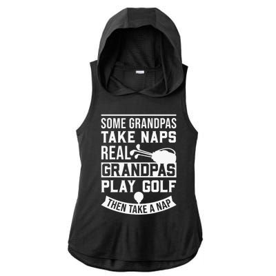 Real Grandpas Play Golf Funny Golf Grandpa Gifts Golfers Ladies PosiCharge Tri-Blend Wicking Draft Hoodie Tank