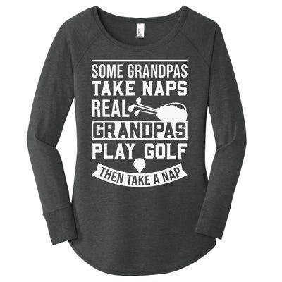 Real Grandpas Play Golf Funny Golf Grandpa Gifts Golfers Women's Perfect Tri Tunic Long Sleeve Shirt