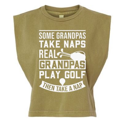 Real Grandpas Play Golf Funny Golf Grandpa Gifts Golfers Garment-Dyed Women's Muscle Tee