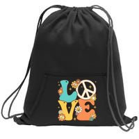 Retro Groovy Peace Sign Love 60s 70s Costume Hippie Theme Sweatshirt Cinch Pack Bag