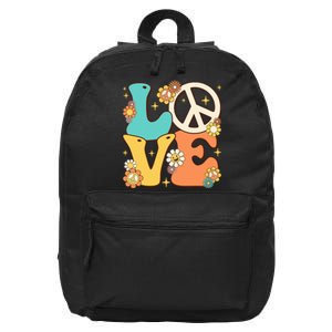 Retro Groovy Peace Sign Love 60s 70s Costume Hippie Theme 16 in Basic Backpack