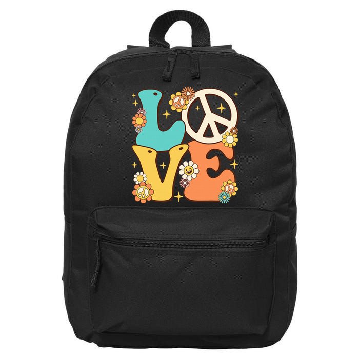 Retro Groovy Peace Sign Love 60s 70s Costume Hippie Theme 16 in Basic Backpack